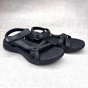 Skechers Goga Mat flex sublime strappy adjustable comfort sandals sz 9 black
